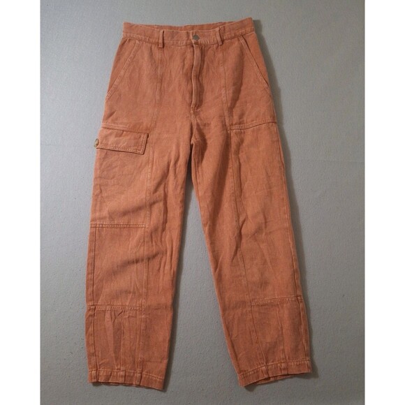 Entro Women's Cargo Pants 29x27 Terracotta Utility Crop Wide Leg Boho High Rise - Picture 1 of 11